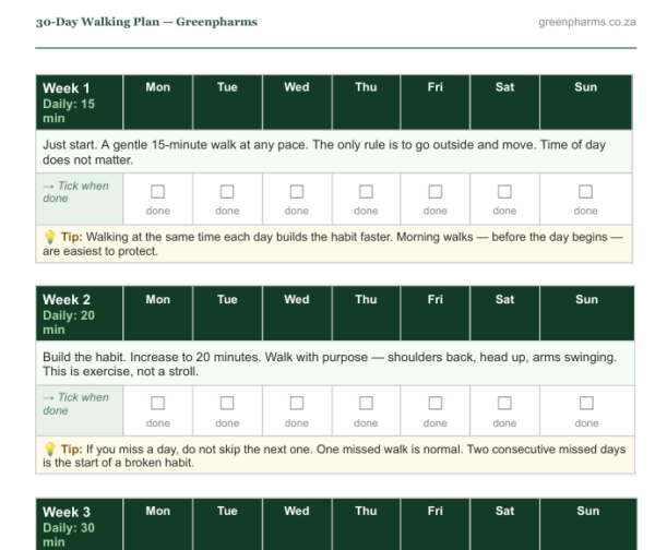30 Day Walking Plan- Free Printable